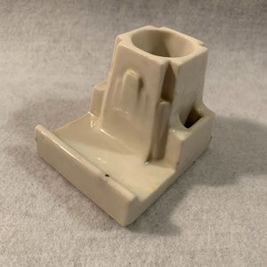 1930s Art Deco Toothbrush Sterilizer Stand by Listerine Ceramic 2.5 x 2.5 x 3"